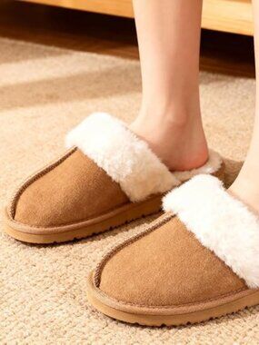 uzzy Slippers for Women Cozy Faux Fur House Shoes Memory Foam Slippers